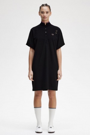 Dámské Šaty Fred Perry Tipped Piqué Shirt Černé | CZQAV39432