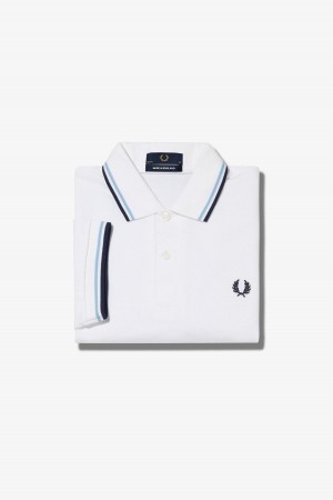 Pánské Fred Perry Shirt Fred Perry M12 Bílé Tmavě Blankyt | CZQAV40311