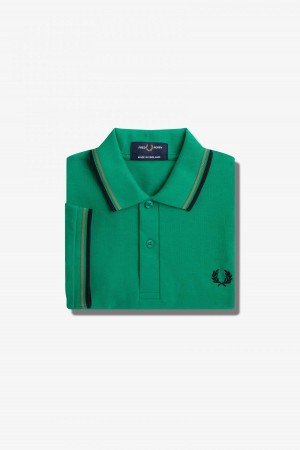 Pánské Fred Perry Shirt Fred Perry M12 Zelene Zelene Černé | ACZWC46342