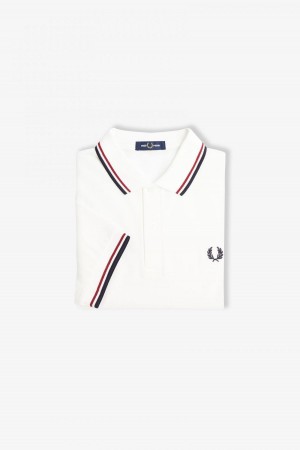 Pánské Fred Perry Shirt Fred Perry M3600 Bílé Červené Tmavě Blankyt | SCZNY16246