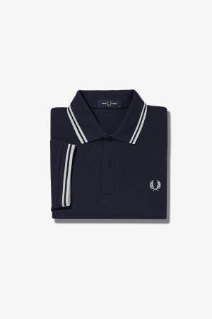 Pánské Fred Perry Shirt Fred Perry M3600 Tmavě Blankyt Bílé Bílé | ZCZNQ77261