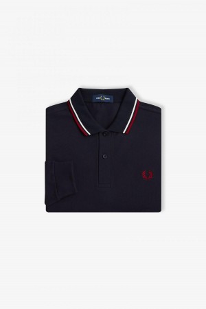 Pánské Fred Perry Shirt Fred Perry M3636 Tmavě Blankyt Bílé Červené | CZXBR12599