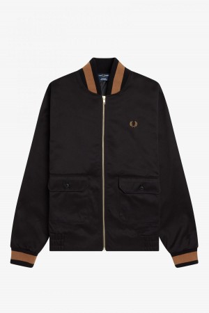 Pánské Kabáty Fred Perry Tenisové Bomber Černé | ACZWC92752