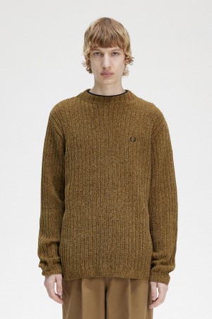 Pánské Knitwear Fred Perry Chenille Rib Jumper Shaded Stone | DCZVO58070