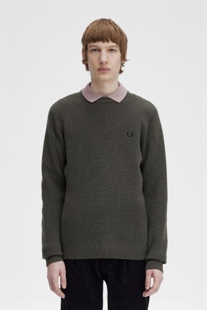 Pánské Knitwear Fred Perry Textured Lambswool Jumper Zelene | CZNEJ86993