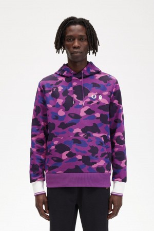 Pánské Mikiny Fred Perry Camouflage S Kapucí Fialové | SCZNY35551