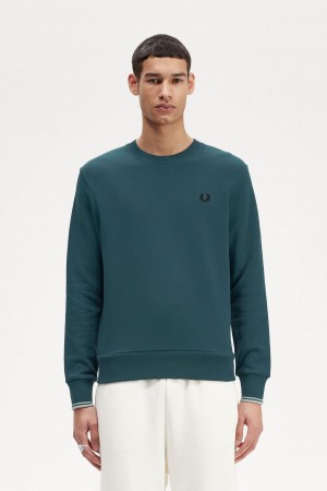 Pánské Mikiny Fred Perry Crew Neck Blankyt | GCZUC75104