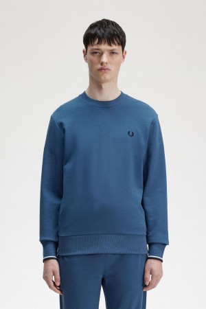 Pánské Mikiny Fred Perry Crew Neck Blankyt | SCZVO67128