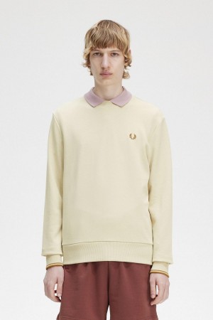 Pánské Mikiny Fred Perry Crew Neck Oatmeal | LCZSX14686