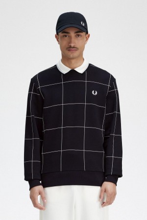 Pánské Mikiny Fred Perry Grid Detail Černé | DCZVO54410