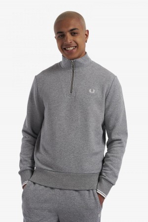 Pánské Mikiny Fred Perry Half Zip Steel Marl | CZICD16795