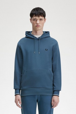 Pánské Mikiny Fred Perry Tipped S Kapucí Blankyt | UCZTG11972