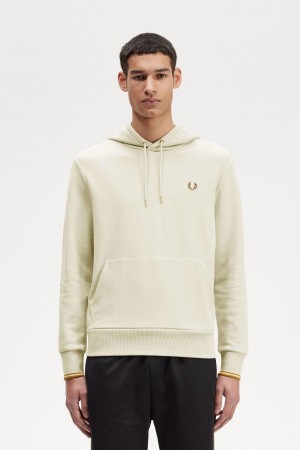 Pánské Mikiny Fred Perry Tipped S Kapucí Oatmeal | UCZND84932