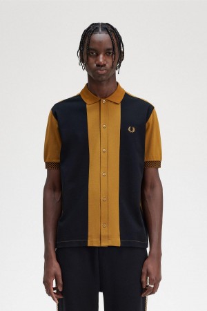 Pánské Polo Triko Fred Perry Button Through Polo Shirt Tmavě | CZJBT32297