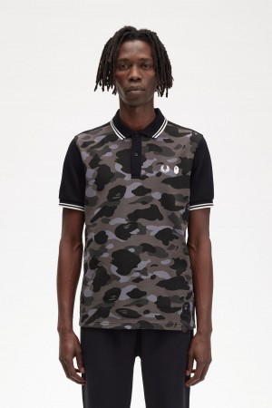 Pánské Polo Triko Fred Perry Camouflage Fred Perry Shirt Černé | CZCVG72066