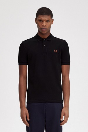 Pánské Polo Triko Fred Perry M6000 Černé Hnědé | CZDFL66843