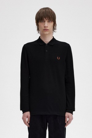 Pánské Polo Triko Fred Perry M6006 Černé Hnědé | CZXMI15342