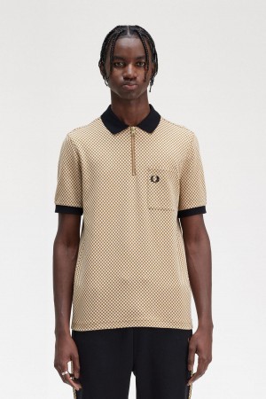 Pánské Polo Triko Fred Perry Micro Chequerboard Polo Shirt Tmavě | CZQAV77086