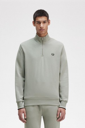 Pánské Tepláky Fred Perry Half Zip Sweatshirt Limestone | CZCVG54264