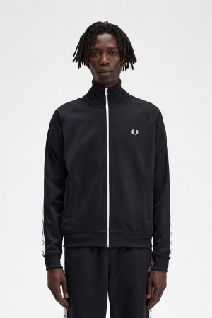 Pánské Tepláky Fred Perry Taped Track Jacket Černé | DCZVO19401