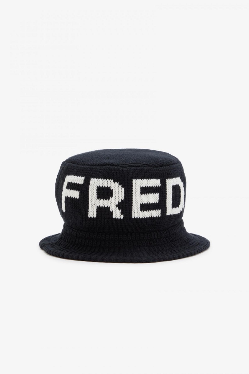 Accessories Klobouk Fred Perry Pletené Bucket Černé Bílé | CZEGJ26116