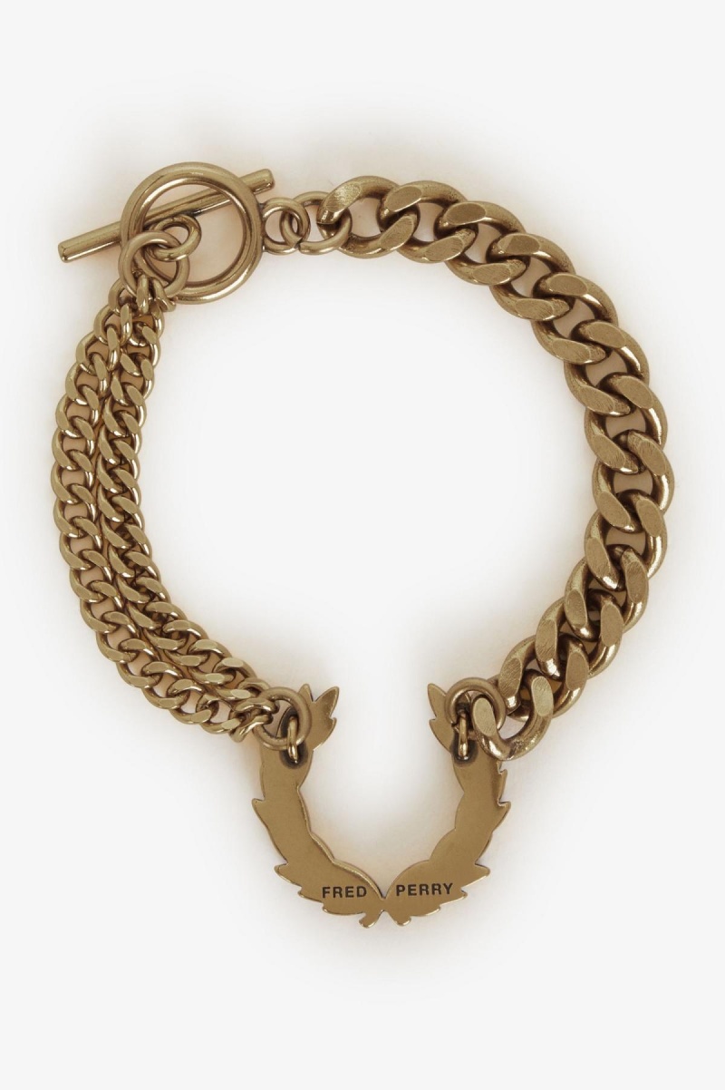 Accessories Šperky Fred Perry Double Chain Laurel Wreath Bracelet Zlaté | CZDYB75890