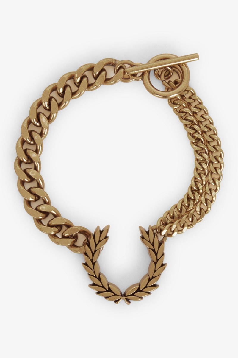 Accessories Šperky Fred Perry Double Chain Laurel Wreath Bracelet Zlaté | CZDYB75890