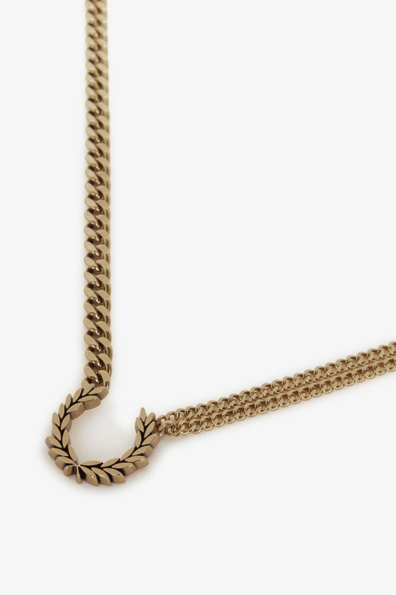 Accessories Šperky Fred Perry Double Chain Laurel Wreath Necklace Zlaté | UCZTG26714