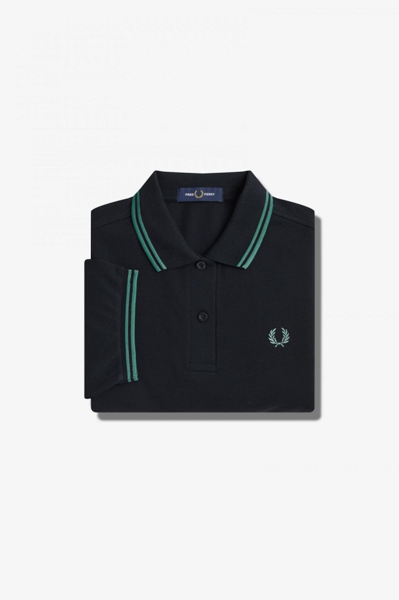 Dámské Fred Perry Shirt Fred Perry G3600 Černé Tmavě Mátově Zelená Tmavě Mátově Zelená | QCZUV63237