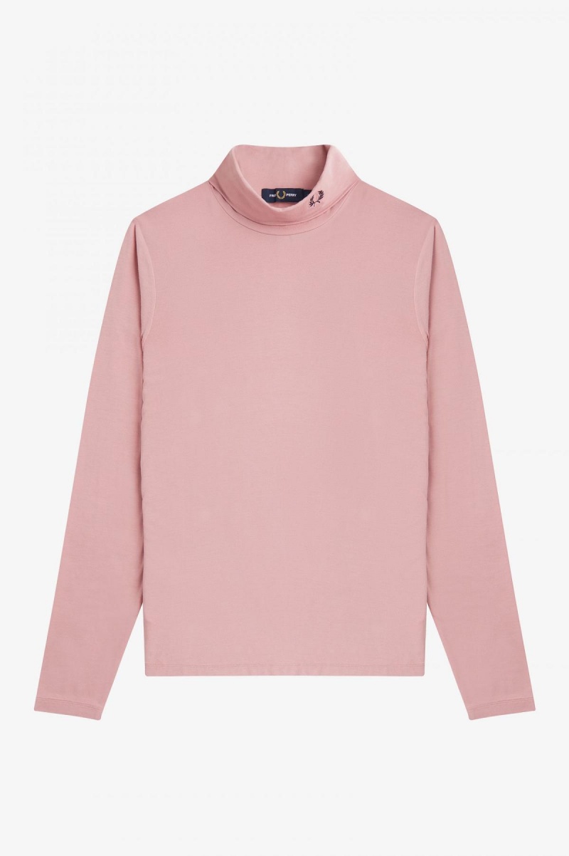 Dámské Tričko Fred Perry Roll Neck Top Růžové Růžové | CZEAH77408