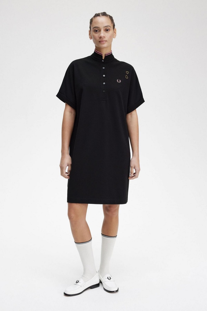 Dámské Šaty Fred Perry Tipped Piqué Shirt Černé | CZQAV39432