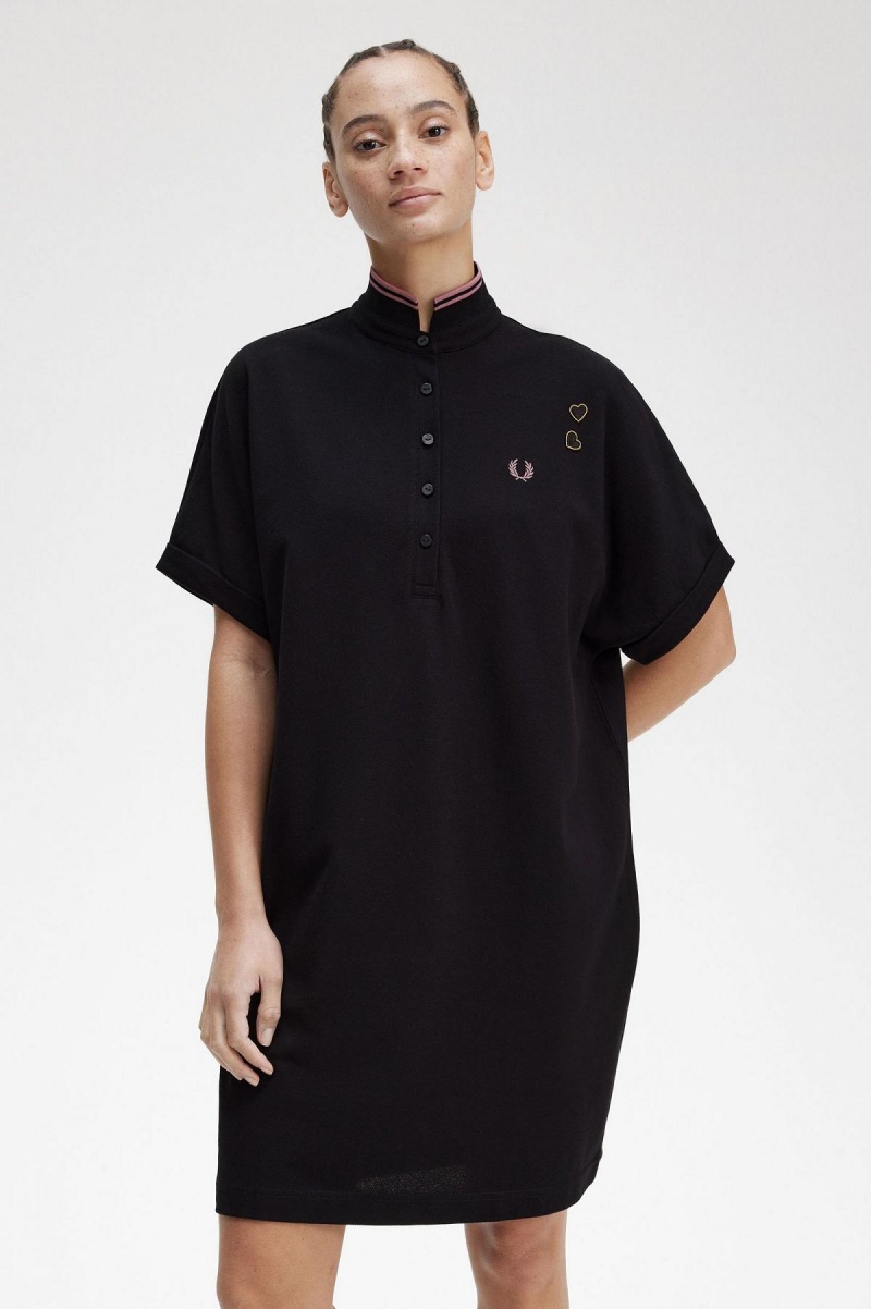 Dámské Šaty Fred Perry Tipped Piqué Shirt Černé | CZQAV39432