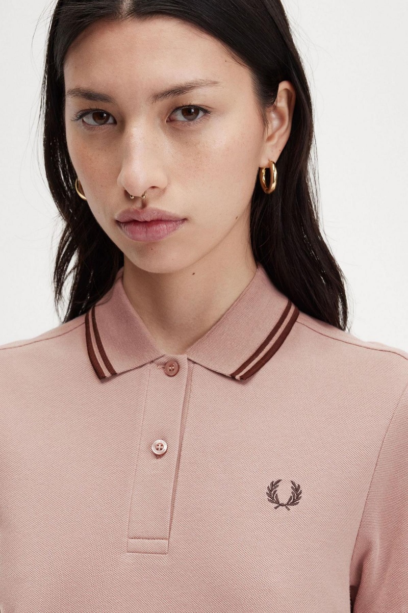 Dámské Šaty Fred Perry Twin Tipped Fred Perry Shirt Tmavě Růžové Hnědé Hnědé | LCZSX65636