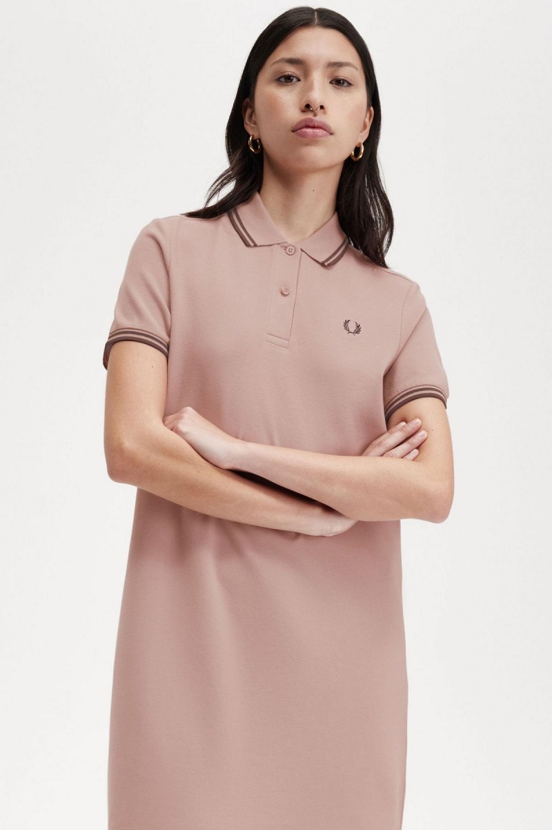 Dámské Šaty Fred Perry Twin Tipped Fred Perry Shirt Tmavě Růžové Hnědé Hnědé | LCZSX65636