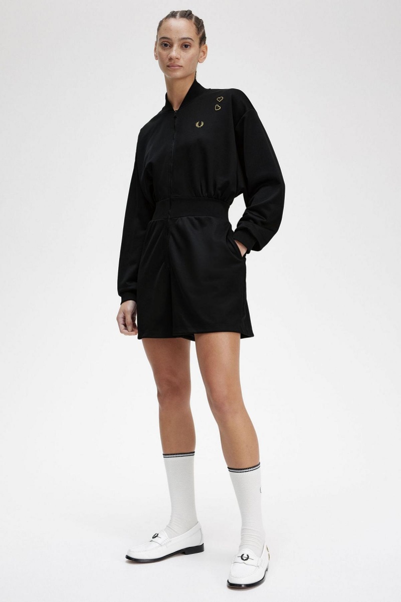 Dámské Šaty Fred Perry Zip-Through Playsuit Černé | SCZVO13871