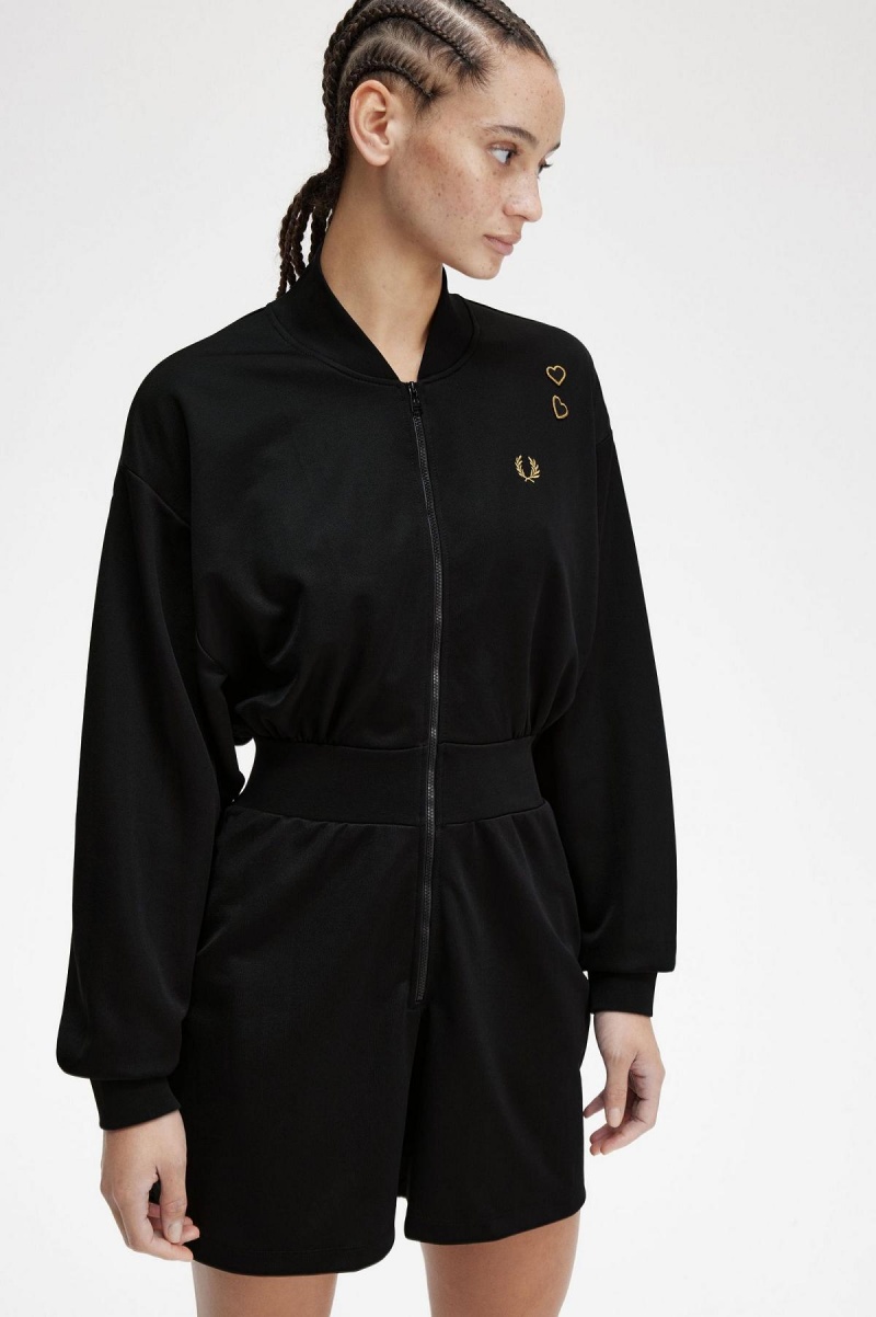 Dámské Šaty Fred Perry Zip-Through Playsuit Černé | SCZVO13871