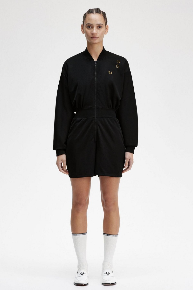 Dámské Šaty Fred Perry Zip-Through Playsuit Černé | SCZVO13871