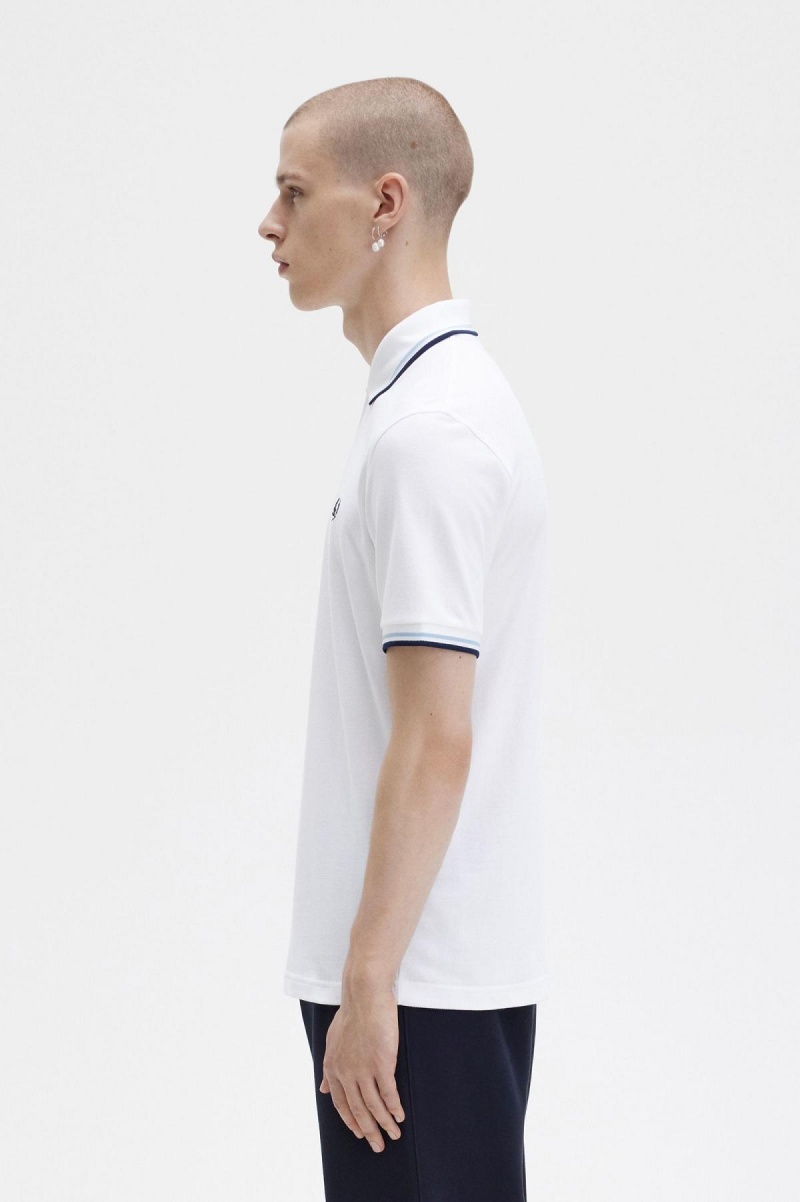 Pánské Fred Perry Shirt Fred Perry M12 Bílé Tmavě Blankyt | CZQAV40311