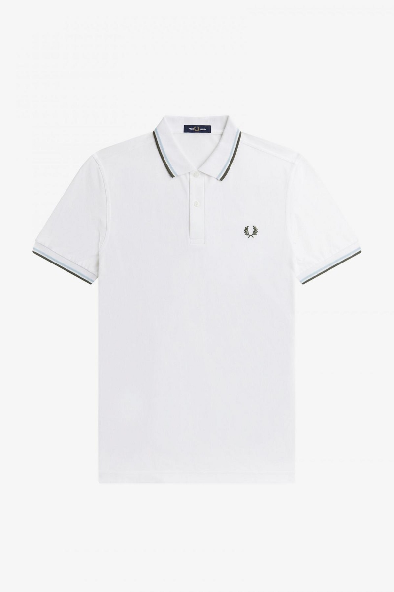 Pánské Fred Perry Shirt Fred Perry M3600 Bílé Světle Zelene | TCZPQ65933