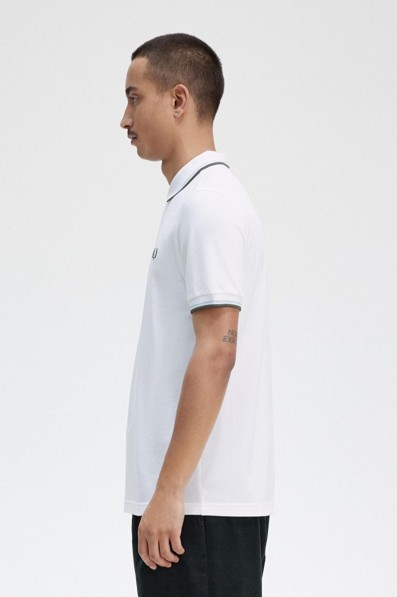 Pánské Fred Perry Shirt Fred Perry M3600 Bílé Světle Zelene | TCZPQ65933