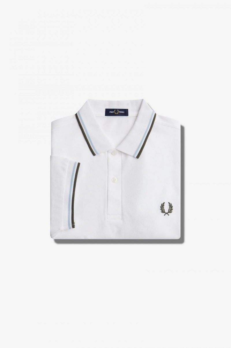 Pánské Fred Perry Shirt Fred Perry M3600 Bílé Světle Zelene | TCZPQ65933