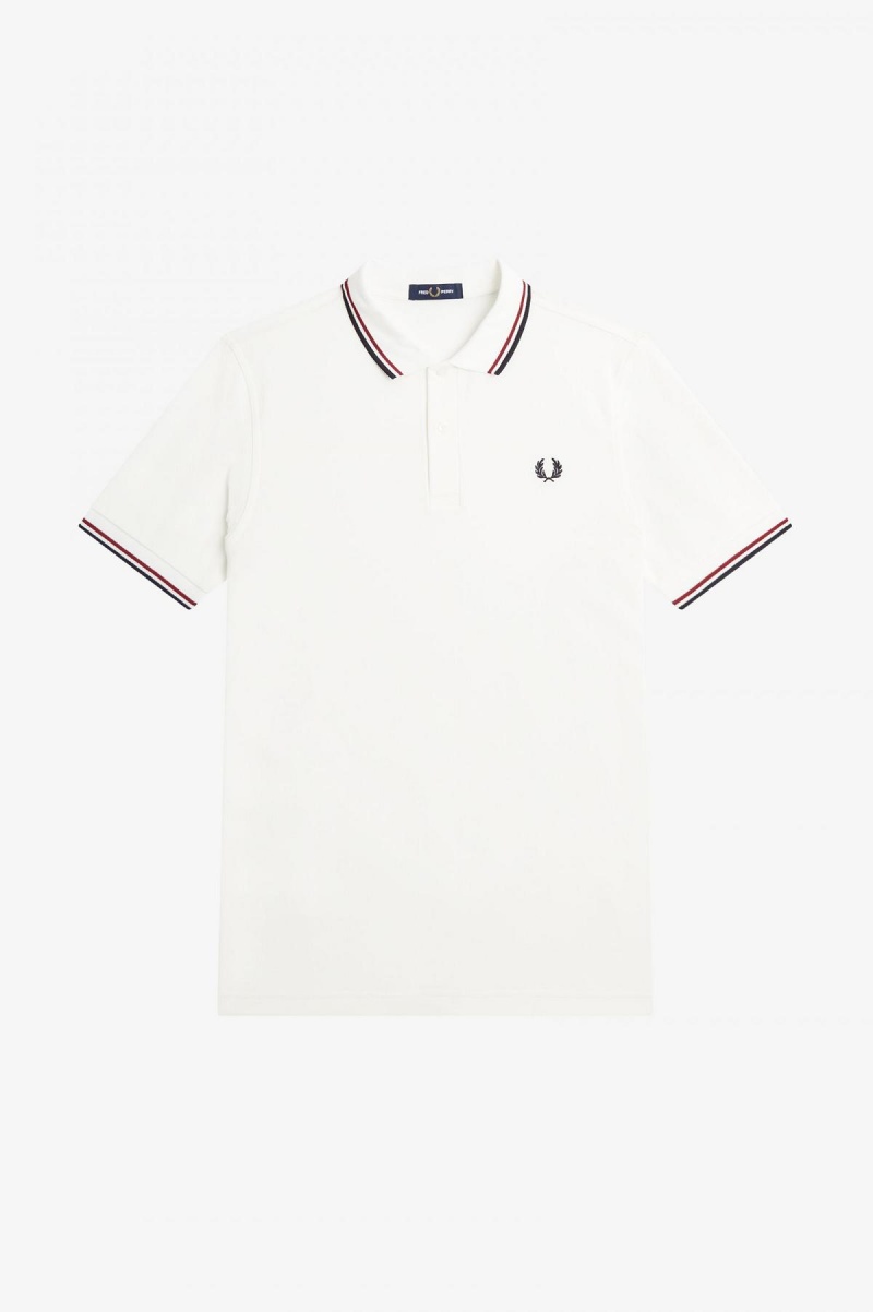 Pánské Fred Perry Shirt Fred Perry M3600 Bílé Červené Tmavě Blankyt | SCZNY16246