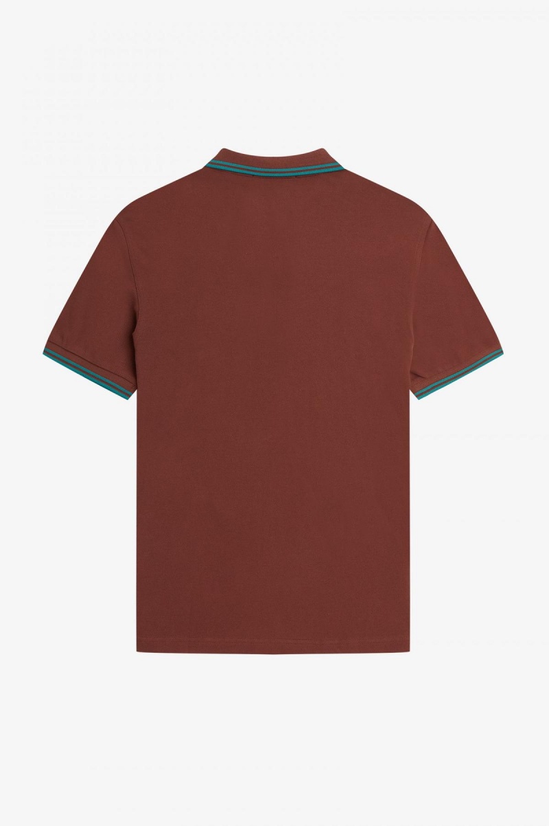 Pánské Fred Perry Shirt Fred Perry M3600 Hnědé Tmavě Mátově Zelená Tmavě Mátově Zelená | FCZUI82369