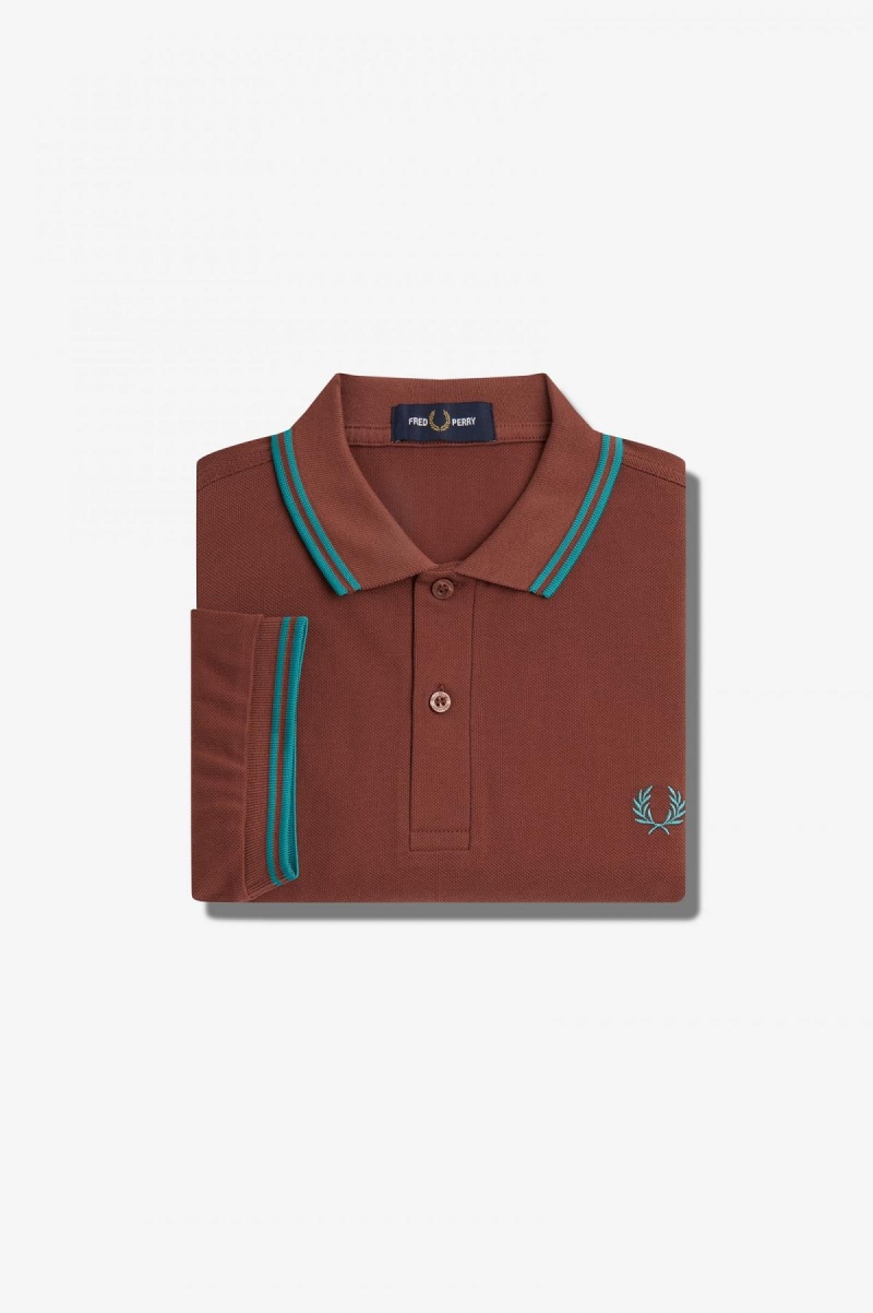 Pánské Fred Perry Shirt Fred Perry M3600 Hnědé Tmavě Mátově Zelená Tmavě Mátově Zelená | FCZUI82369