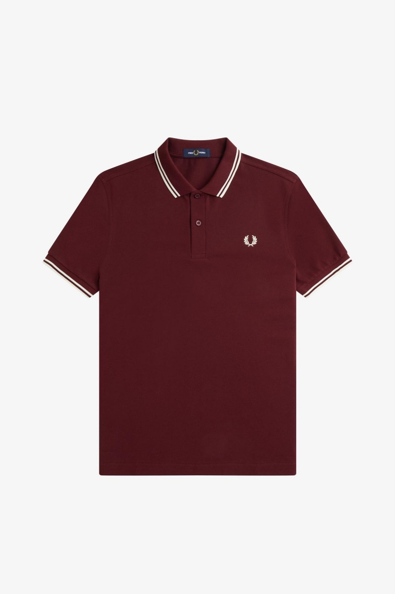 Pánské Fred Perry Shirt Fred Perry M3600 Oxblood / Ecru / Ecru | CZCVG56730