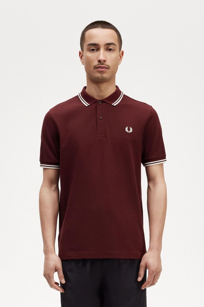 Pánské Fred Perry Shirt Fred Perry M3600 Oxblood / Ecru / Ecru | CZCVG56730