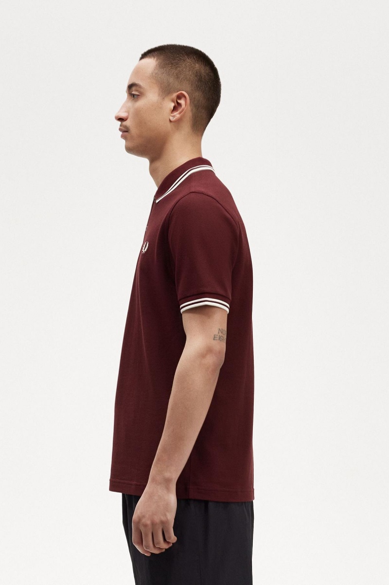 Pánské Fred Perry Shirt Fred Perry M3600 Oxblood / Ecru / Ecru | CZCVG56730