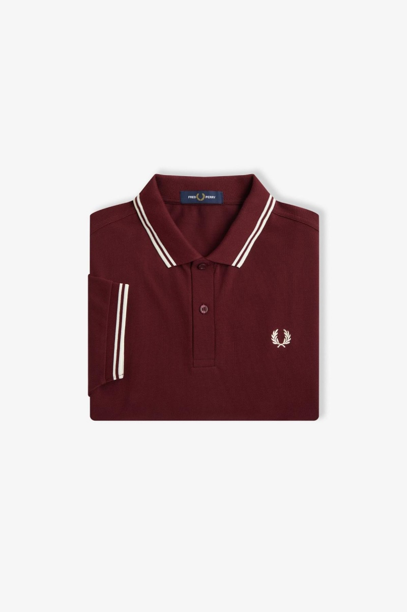 Pánské Fred Perry Shirt Fred Perry M3600 Oxblood / Ecru / Ecru | CZCVG56730