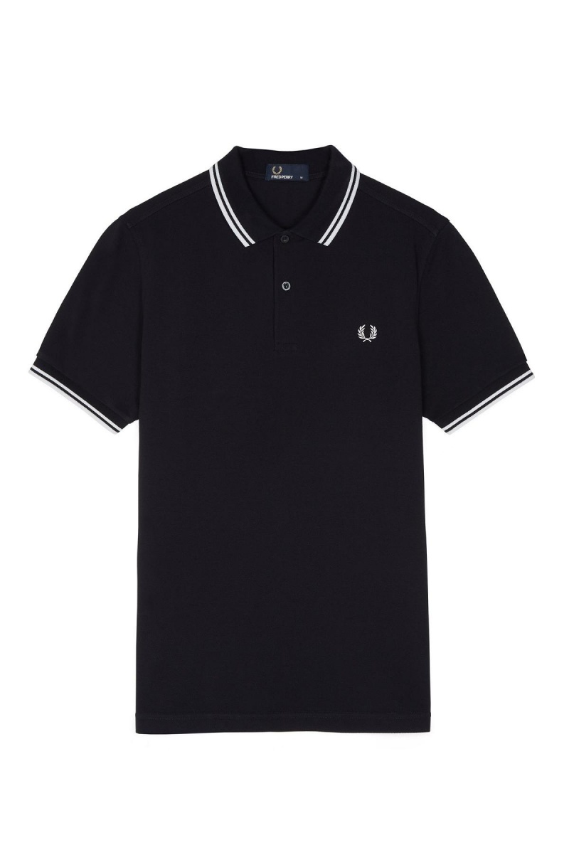 Pánské Fred Perry Shirt Fred Perry M3600 Tmavě Blankyt Bílé Bílé | ZCZNQ77261