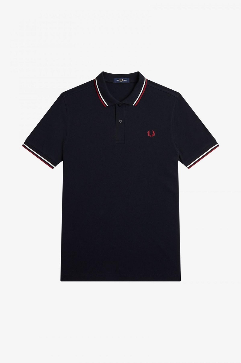 Pánské Fred Perry Shirt Fred Perry M3600 Tmavě Blankyt Bílé Červené | BCZSD66444